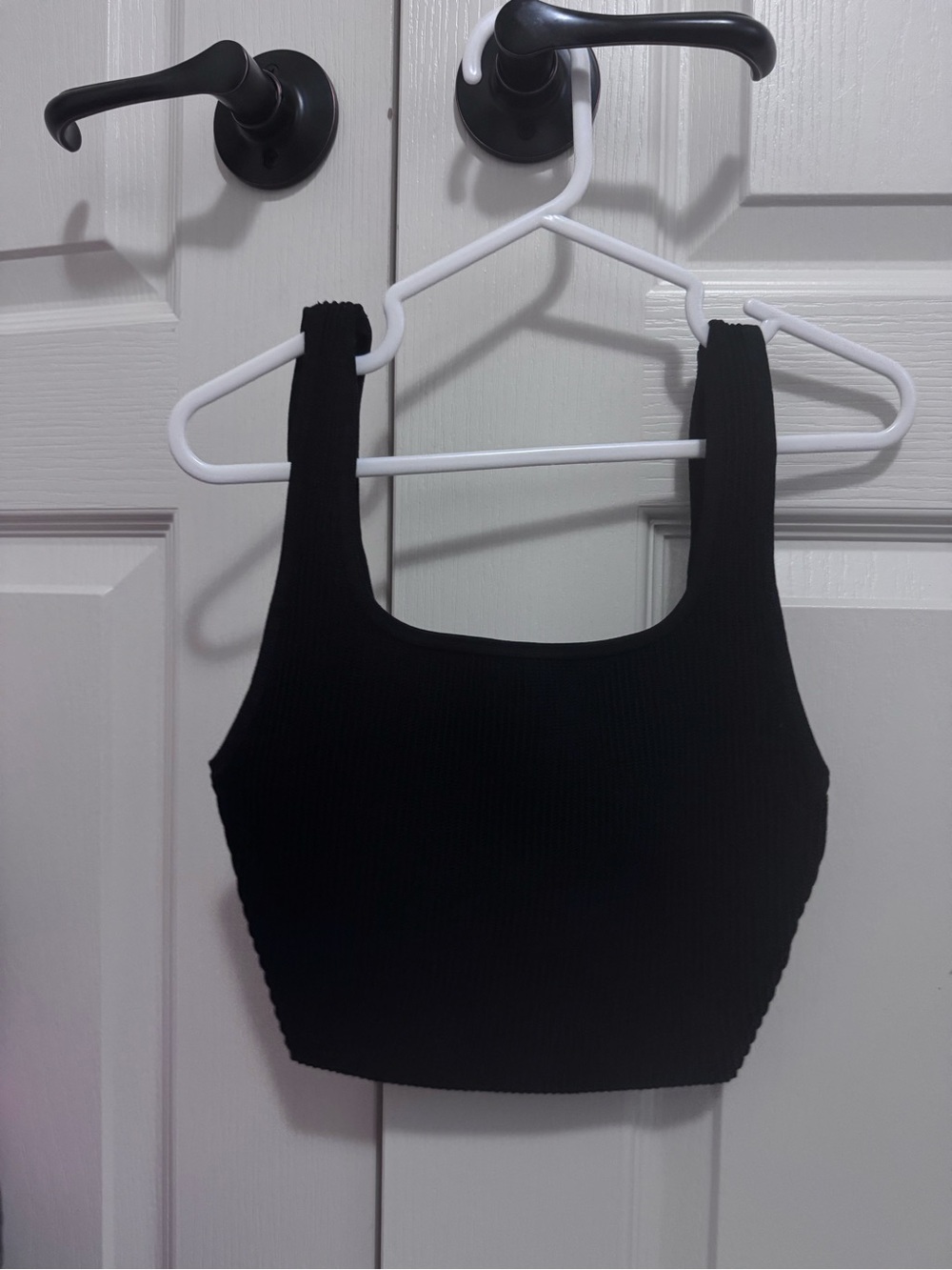 Aritzia Black Ribbed Square-Neck Crop Tank